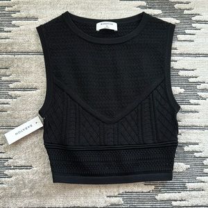 Black Knit Babaton Pointelle Crop - Size XS